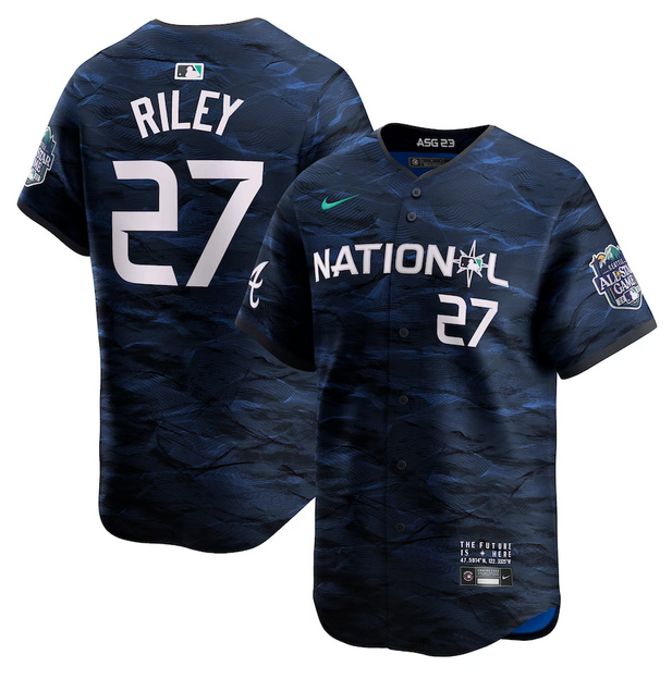 Men's Atlanta Braves #27 Austin Riley Royal 2023 All-star Cool Base Stitched Baseball Jersey